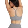 imageODODOS Cloud Feeling Y Racerback Sports Bra for Women Wirefree Padded Strappy Yoga BraSand Gray Heather