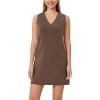 imageODODOS Modal Soft VNeck Tank Dress for Women Sleeveless Sundress Casual Relaxed Summer Dress with PocketNutria