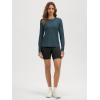 imageODODOS Womens Long Sleeve TShirt  Ultra Soft Stratum Tech Performance Top UPF 50 Breathable Crew Neck PulloverNavy Heather