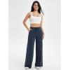 imageODODOS Womens Modal Soft Extra Wide Leg Pants with Pockets Drawstring High Waist PullOn Casual PantsPiping Navy