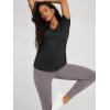 imageODODOS Womens Short Sleeve TShirts Graphene Ultralight Soft Breathable Side Slit V Neck Yoga Workout Casual TopBlack