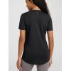 imageODODOS Womens Short Sleeve TShirts Graphene Ultralight Soft Breathable Side Slit V Neck Yoga Workout Casual TopBlack