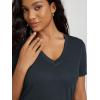 imageODODOS Womens Short Sleeve TShirts Graphene Ultralight Soft Breathable Side Slit V Neck Yoga Workout Casual TopDeep Navy