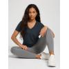 imageODODOS Womens Short Sleeve TShirts Graphene Ultralight Soft Breathable Side Slit V Neck Yoga Workout Casual TopDeep Navy