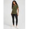 imageODODOS Womens Short Sleeve TShirts Graphene Ultralight Soft Breathable Side Slit V Neck Yoga Workout Casual TopMartini Olive