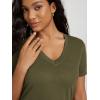 imageODODOS Womens Short Sleeve TShirts Graphene Ultralight Soft Breathable Side Slit V Neck Yoga Workout Casual TopMartini Olive