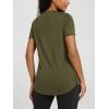 imageODODOS Womens Short Sleeve TShirts Graphene Ultralight Soft Breathable Side Slit V Neck Yoga Workout Casual TopMartini Olive