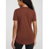 imageODODOS Womens Short Sleeve TShirts Graphene Ultralight Soft Breathable Side Slit V Neck Yoga Workout Casual TopRust Red