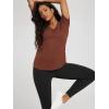 imageODODOS Womens Short Sleeve TShirts Graphene Ultralight Soft Breathable Side Slit V Neck Yoga Workout Casual TopRust Red