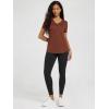 imageODODOS Womens Short Sleeve TShirts Graphene Ultralight Soft Breathable Side Slit V Neck Yoga Workout Casual TopRust Red
