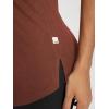 imageODODOS Womens Short Sleeve TShirts Graphene Ultralight Soft Breathable Side Slit V Neck Yoga Workout Casual TopRust Red