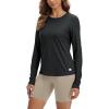 imageODODOS Womens Long Sleeve TShirt  Ultra Soft Stratum Tech Performance Top UPF 50 Breathable Crew Neck PulloverBlack Heather