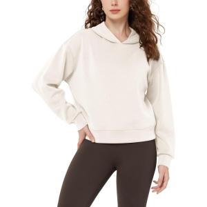 imageODODOS Modal Soft Fleece Lined Hoodie for Women Long Sleeve RelaxedFit Pullover Casual Basic SweatshirtIvory