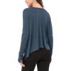 imageODODOS Long Sleeve Tee for Women with Thumb Hole Athletic Gym Workout Crop Tops Yoga Shirts Dark Blue Medium