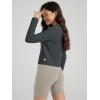 imageODODOS Womens Cardigan  Ultra Soft Stratum Tech Performance Long Sleeve Crop UPF 50 Button Down Crewneck TopCharcoal Heather