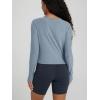 imageODODOS Womens Cardigan  Ultra Soft Stratum Tech Performance Long Sleeve Crop UPF 50 Button Down Crewneck TopDusty Blue Heather