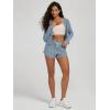 imageODODOS Womens Cardigan  Ultra Soft Stratum Tech Performance Long Sleeve Crop UPF 50 Button Down Crewneck TopDusty Blue Heather