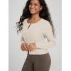 imageODODOS Womens Cardigan  Ultra Soft Stratum Tech Performance Long Sleeve Crop UPF 50 Button Down Crewneck TopEcru Heather