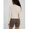 imageODODOS Womens Cardigan  Ultra Soft Stratum Tech Performance Long Sleeve Crop UPF 50 Button Down Crewneck TopEcru Heather
