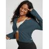 imageODODOS Womens Cardigan  Ultra Soft Stratum Tech Performance Long Sleeve Crop UPF 50 Button Down Crewneck TopNavy Heather