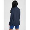 imageODODOS Womens Drape Open Front Cardigans Cozy Soft Long Sleeve Casual Wrap Outerwear with Pockets Thumb HoleNavy