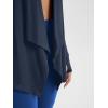 imageODODOS Womens Drape Open Front Cardigans Cozy Soft Long Sleeve Casual Wrap Outerwear with Pockets Thumb HoleNavy