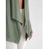 imageODODOS Womens Drape Open Front Cardigans Cozy Soft Long Sleeve Casual Wrap Outerwear with Pockets Thumb HoleOil Green