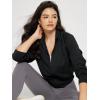 imageODODOS Womens Full Zip Workout Jacket Cloud Feeling Stand Collar Long Sleeve Lightweight Athletic Yoga TopsBlack
