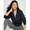 imageODODOS Womens Full Zip Workout Jacket Cloud Feeling Stand Collar Long Sleeve Lightweight Athletic Yoga TopsDeep Navy