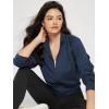 imageODODOS Womens Full Zip Workout Jacket Cloud Feeling Stand Collar Long Sleeve Lightweight Athletic Yoga TopsNavy