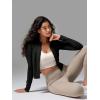 imageODODOS Womens FullZip Athletic Jacket Cloud Feeling Soft Long Sleeve SlimFit Running Gym Workout Yoga Cropped TopsBlack
