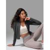 imageODODOS Womens FullZip Athletic Jacket Cloud Feeling Soft Long Sleeve SlimFit Running Gym Workout Yoga Cropped TopsCharcoal