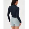 imageODODOS Womens FullZip Athletic Jacket Cloud Feeling Soft Long Sleeve SlimFit Running Gym Workout Yoga Cropped TopsDeep Navy