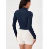 imageODODOS Womens FullZip Athletic Jacket Cloud Feeling Soft Long Sleeve SlimFit Running Gym Workout Yoga Cropped TopsNavy