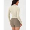 imageODODOS Womens FullZip Athletic Jacket Cloud Feeling Soft Long Sleeve SlimFit Running Gym Workout Yoga Cropped TopsOat Milk