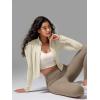 imageODODOS Womens FullZip Athletic Jacket Cloud Feeling Soft Long Sleeve SlimFit Running Gym Workout Yoga Cropped TopsOat Milk