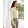 imageODODOS Womens FullZip Athletic Jacket Cloud Feeling Soft Long Sleeve SlimFit Running Gym Workout Yoga Cropped TopsOat Milk