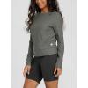 imageODODOS Womens Long Sleeve Crewneck Tee  UltraSoft Stratum Tech Performance TShirts UPF 50 Daily Pullover TopsSmoke Heather