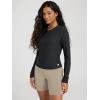 imageODODOS Womens Long Sleeve Performance TShirts  Ultra Soft Stratum Tech Crew Neck Tee UPF 50 Essential Crop TopBlack Heather
