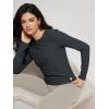imageODODOS Womens Long Sleeve Performance TShirts  Ultra Soft Stratum Tech Crew Neck Tee UPF 50 Essential Crop TopCharcoal Heather