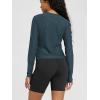 imageODODOS Womens Long Sleeve Performance TShirts  Ultra Soft Stratum Tech Crew Neck Tee UPF 50 Essential Crop TopNavy Heather