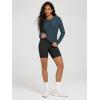 imageODODOS Womens Long Sleeve Performance TShirts  Ultra Soft Stratum Tech Crew Neck Tee UPF 50 Essential Crop TopNavy Heather