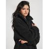 imageODODOS Womens Sherpa Fleece FullZip Jacket Long Sleeve Coat Soft Warm Cinchable Outerwear with PocketsBlack