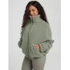 imageODODOS Womens Sherpa Fleece FullZip Jacket Long Sleeve Coat Soft Warm Cinchable Outerwear with PocketsCeladon Green