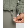 imageODODOS Womens Sherpa Fleece FullZip Jacket Long Sleeve Coat Soft Warm Cinchable Outerwear with PocketsCeladon Green