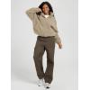 imageODODOS Womens Sherpa Fleece FullZip Jacket Long Sleeve Coat Soft Warm Cinchable Outerwear with PocketsKhaki