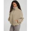 imageODODOS Womens Sherpa Fleece FullZip Jacket Long Sleeve Coat Soft Warm Cinchable Outerwear with PocketsKhaki