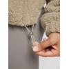 imageODODOS Womens Sherpa Fleece FullZip Jacket Long Sleeve Coat Soft Warm Cinchable Outerwear with PocketsKhaki