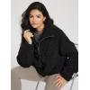 imageODODOS Womens Sherpa Fleece HalfZip Pullover  Cozy Warm Long Sleeve Sweatshirt Cinchable Outerwear with PocketsBlack