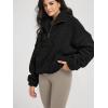 imageODODOS Womens Sherpa Fleece HalfZip Pullover  Cozy Warm Long Sleeve Sweatshirt Cinchable Outerwear with PocketsBlack